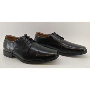 Clarks Men's Size 8.5 Black Leather Oxford Tilden Cap Lace Up Dress Shoes NEW